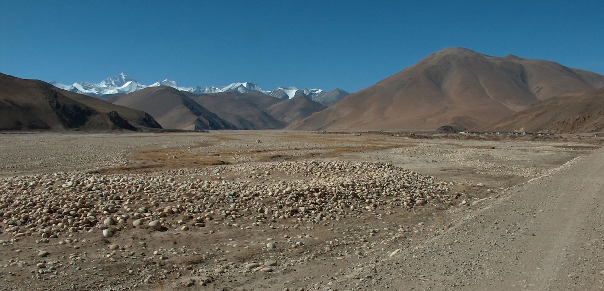 Mount Everest seen from the foothills in Tibet