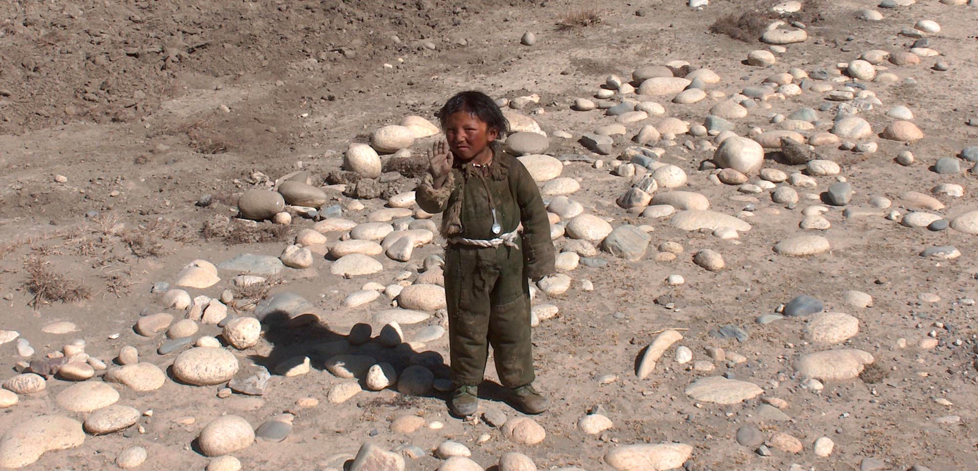 Tibetan Boy waving bye bye...