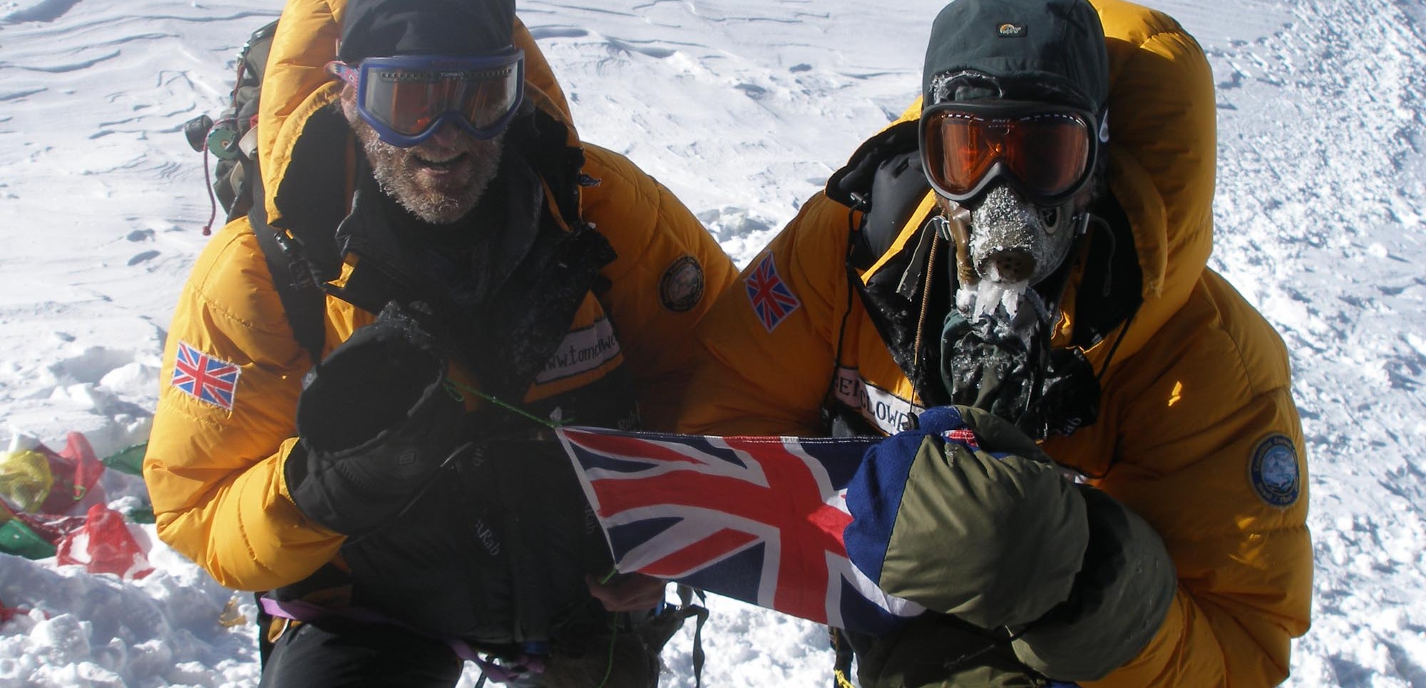 Tom and Ben Clowes on the top of Everest (18th May, 2006)