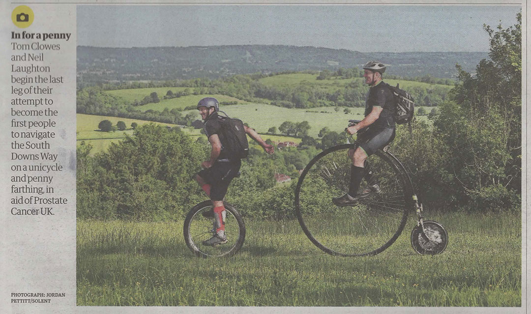 The Guardian - Tom Clowes Rides the South Downs Way on a Unicycle
