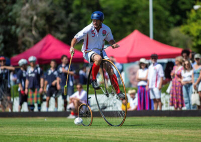 Tom Clowes playing Penny Farthing Polo for England