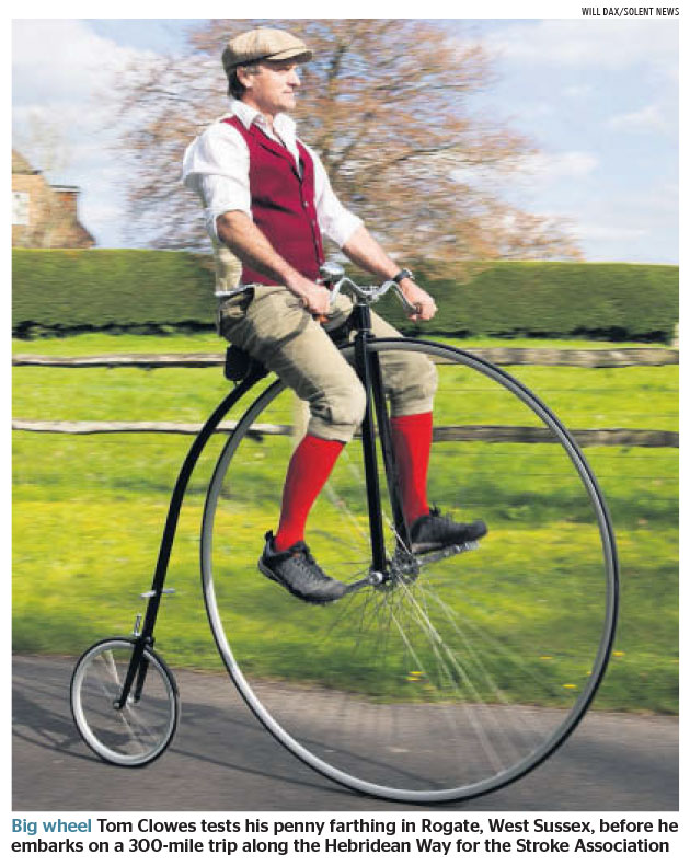 The Times - Tom Clowes Tests His Penny Farthing in Rogate