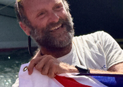 Tom Clowes at the World's Toughest Row finish line